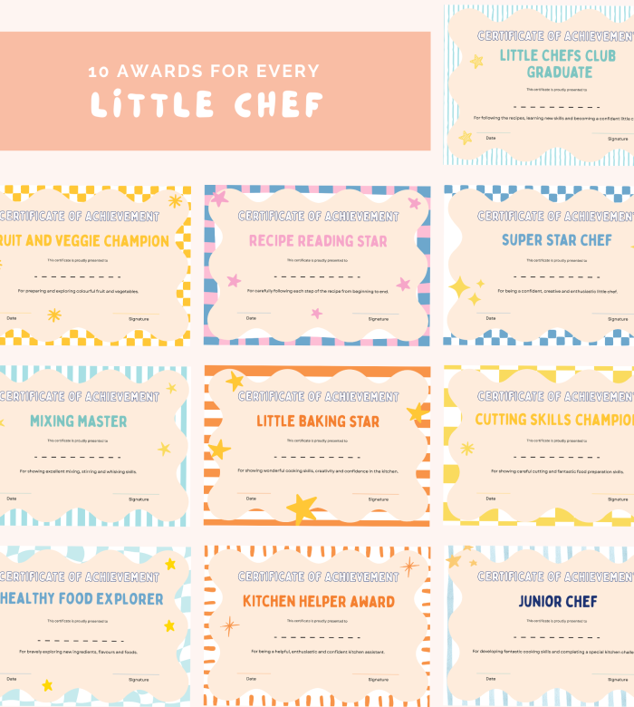 Printable cooking certificate for kids